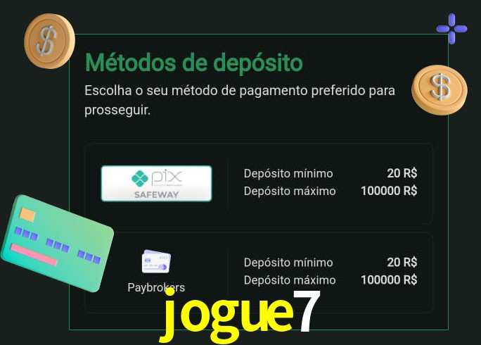 O cassino jogue7 oferece uma grande variedade de métodos de pagamento